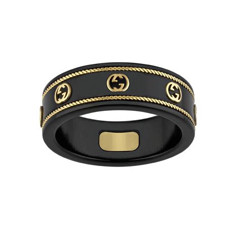 gucci 750 kt with band ring|Icon ring with yellow gold Interlocking G .